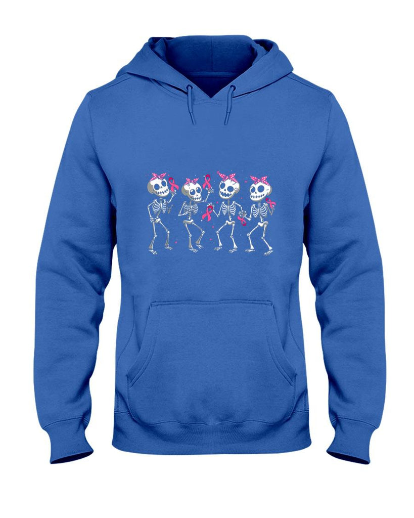 Pink Ribbon Breast Cancer Awareness Skeleton Women Men Kids T-Shirt_1