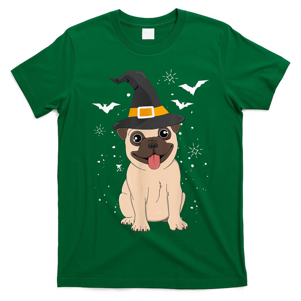 Pug Witch Halloween Dog Puppy Outfit Costume Trick or Treat  for Men Women Kids T-Shirt
