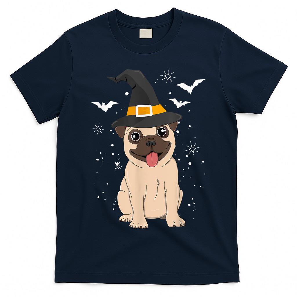 Pug Witch Halloween Dog Puppy Outfit Costume Trick or Treat  for Men Women Kids T-Shirt