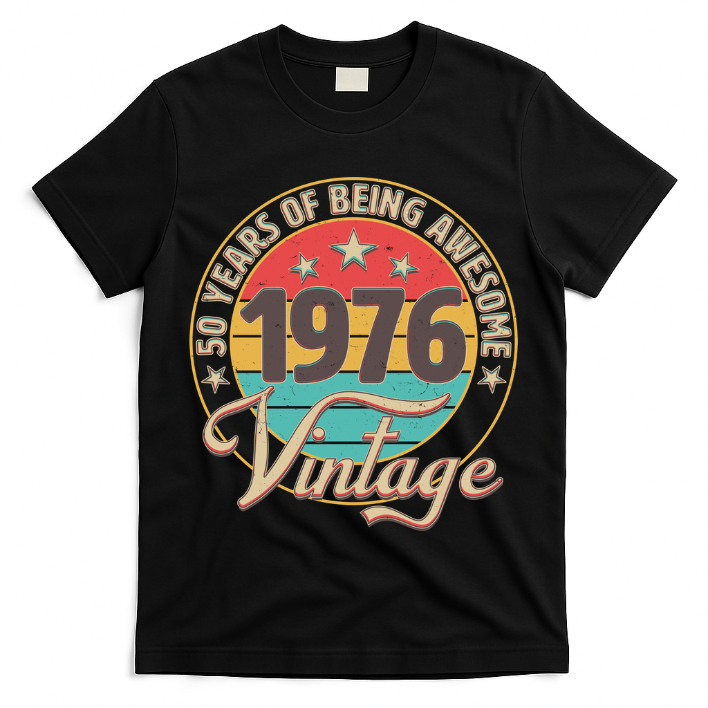 50th Birthday 50 Years Of Being Awesome 1976 Vintage  T-Shirt