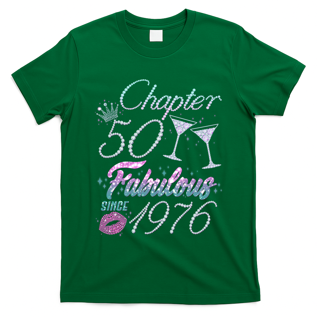 50th Birthday Chapter 50 Fabulous Since 1976 Rhinestones Diamonds T-Shirt