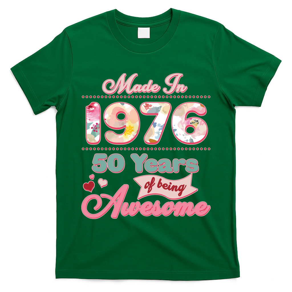 50th Birthday Pink Floral Made In 1956 Years Of Being Awesome T-Shirt