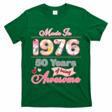 50th Birthday Pink Floral Made In 1956 Years Of Being Awesome T-Shirt