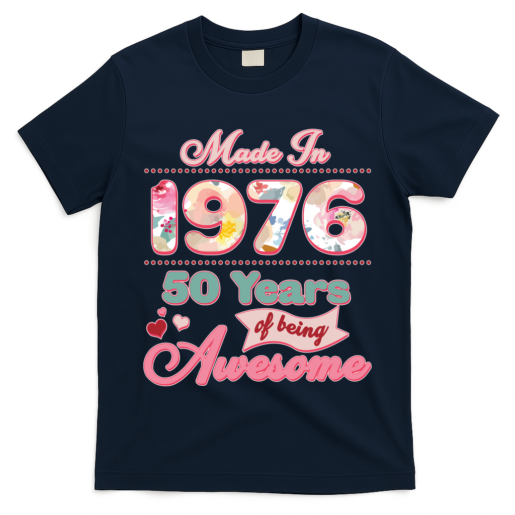 50th Birthday Pink Floral Made In 1956 Years Of Being Awesome T-Shirt