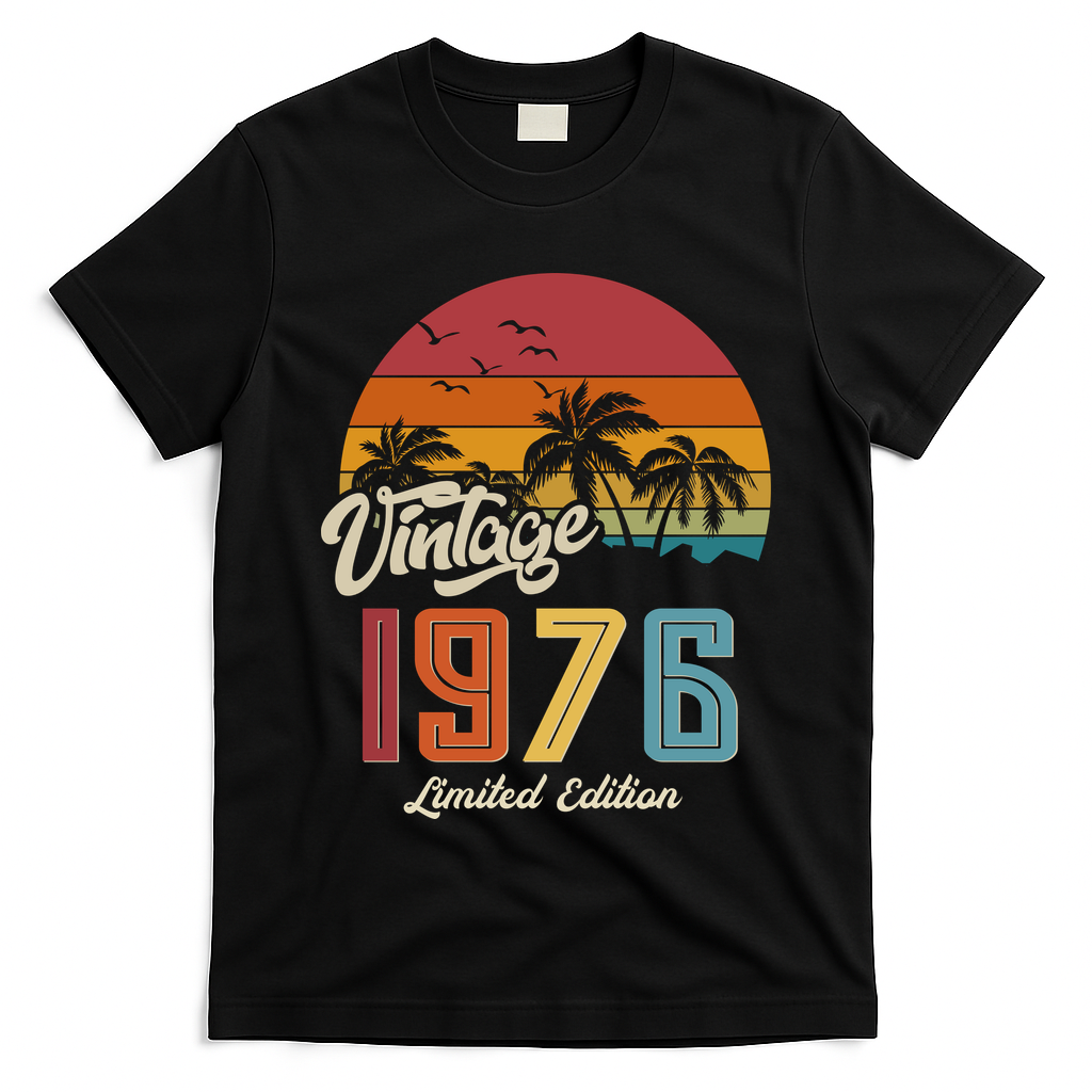 50th Birthday Retro Vintage 1976 Tropical Palm Trees T-Shirt