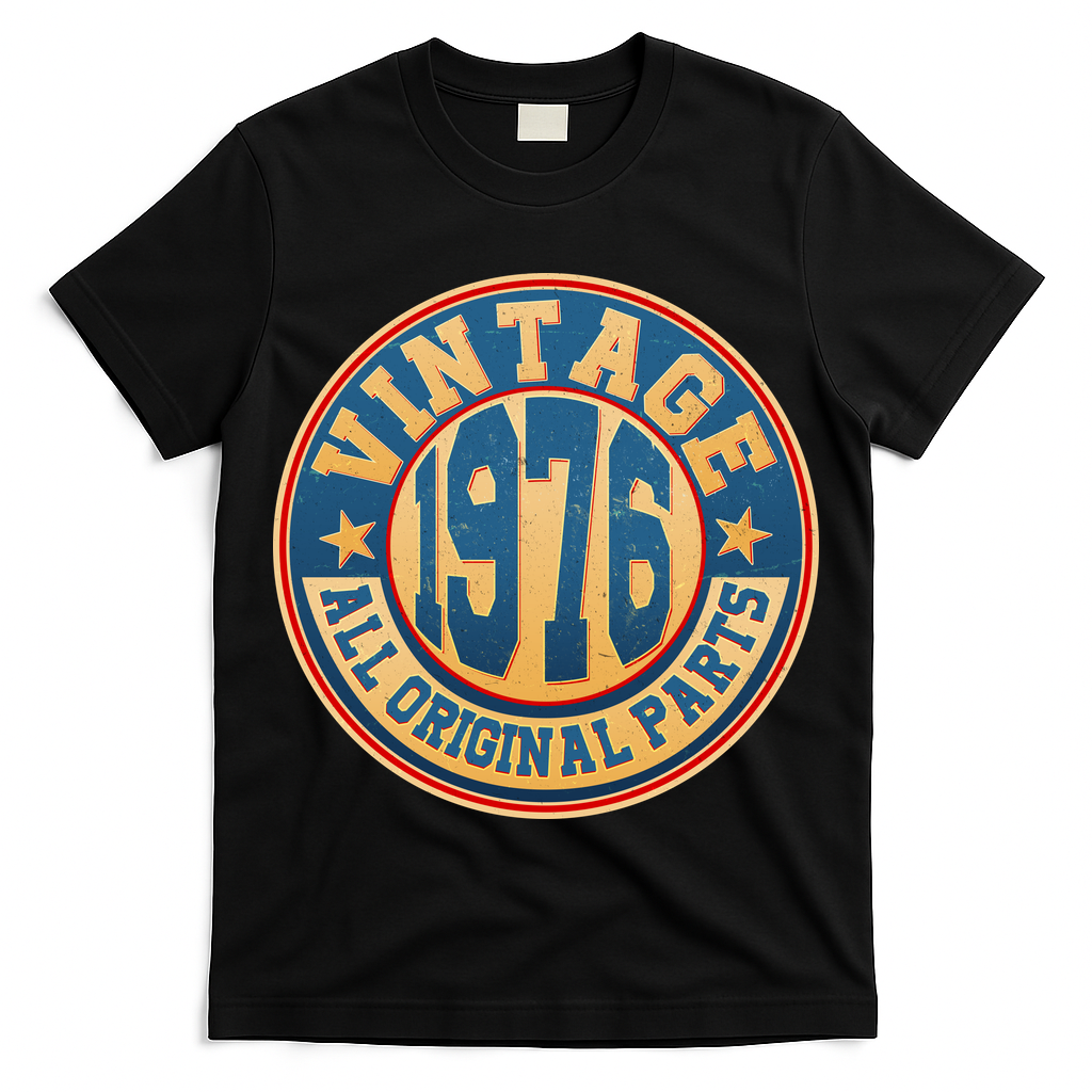 50th Birthday Vintage 1976 All Original Parts Shield Emblem  T-Shirt