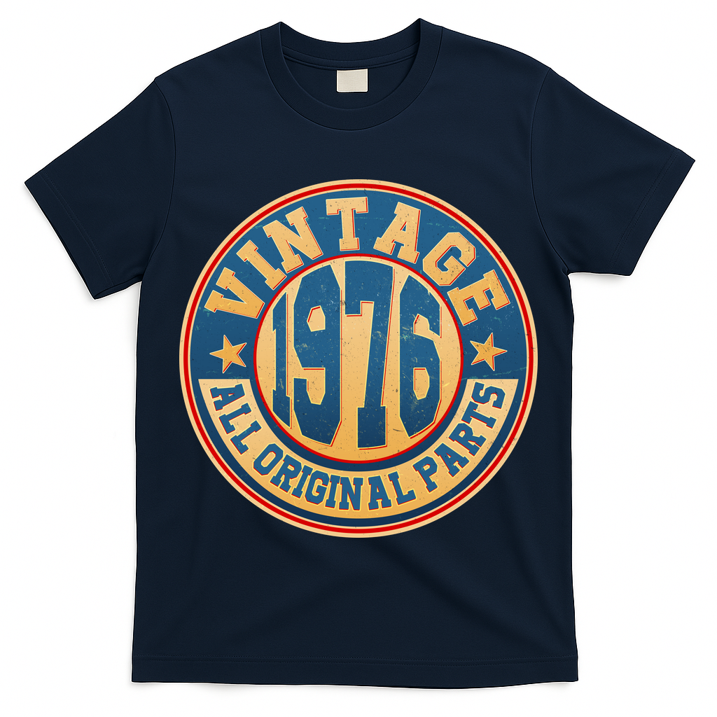 50th Birthday Vintage 1976 All Original Parts Shield Emblem  T-Shirt