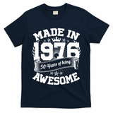 50th Birthday Vintage Crown Made In 1976 50 Years Of Being Awesome T-Shirt