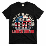50th Birthday Vintage 1976 Limited Edition Years Of Being Awesome USA Flag  T-Shirt