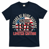 50th Birthday Vintage 1976 Limited Edition Years Of Being Awesome USA Flag  T-Shirt