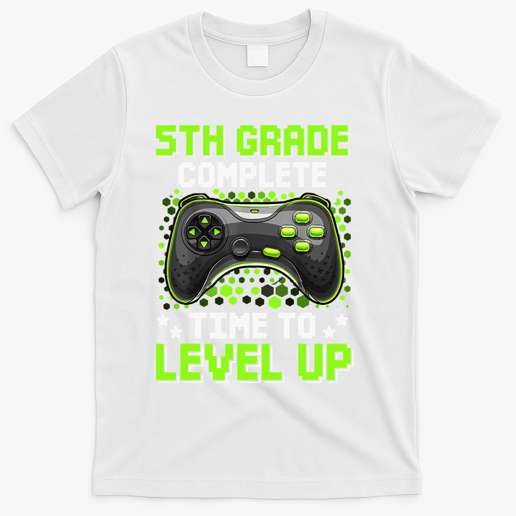5th Grade Complete Time To Level Up Gaming Graduation T-Shirt - White