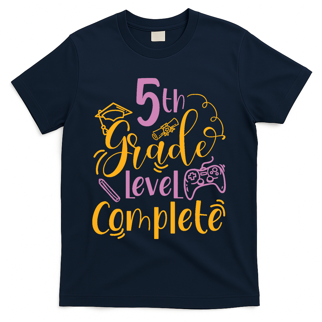 5th Grade Level Complete Fifth Grader School Graduation T-Shirt - Navy