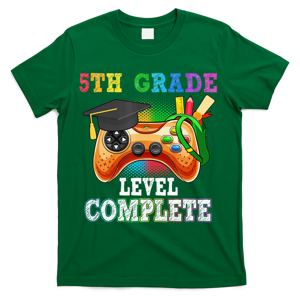 5Th Grade Level Complete Last Day Of School Graduation T-Shirt - Green