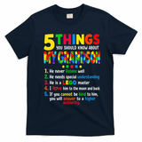 5 Things You Should Know About My Grandson T-Shirt - Navy Blue