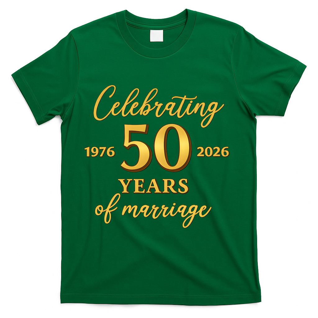 50 Years Of Marriage 1976-2026 50th Wedding Anniversary T-Shirt - Green