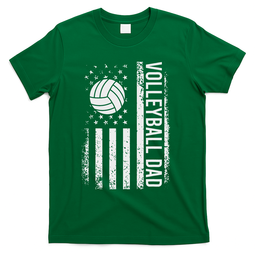 Vintage Volleyball Dad Usa Flag Retro Fathers Day Daddy Papa T-Shirt
