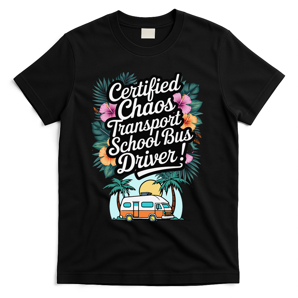 Certified Chaos Transport School Bus Driver DAD Teacher T-Shirt