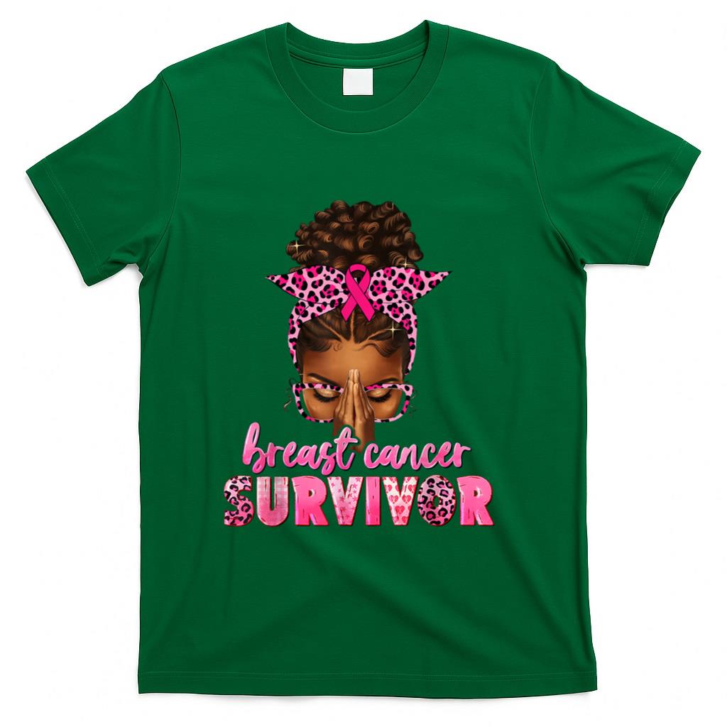 Breast Cancer Survivor Black Women Afro African Christian T-Shirt