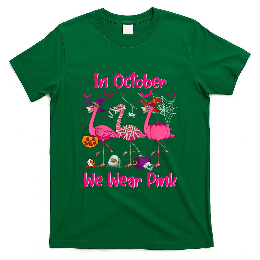 In October We Wear Pink Flamingo Breast Cancer Awareness T-Shirt