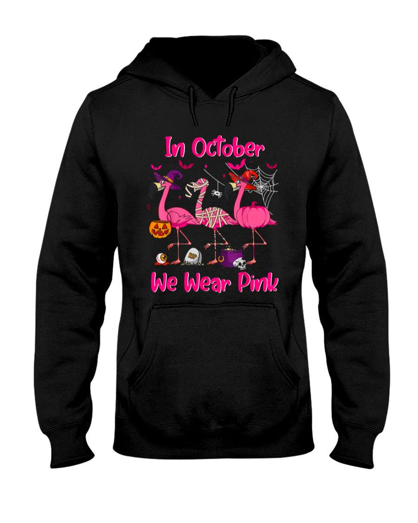 In October We Wear Pink Flamingo Breast Cancer Awareness T-Shirt