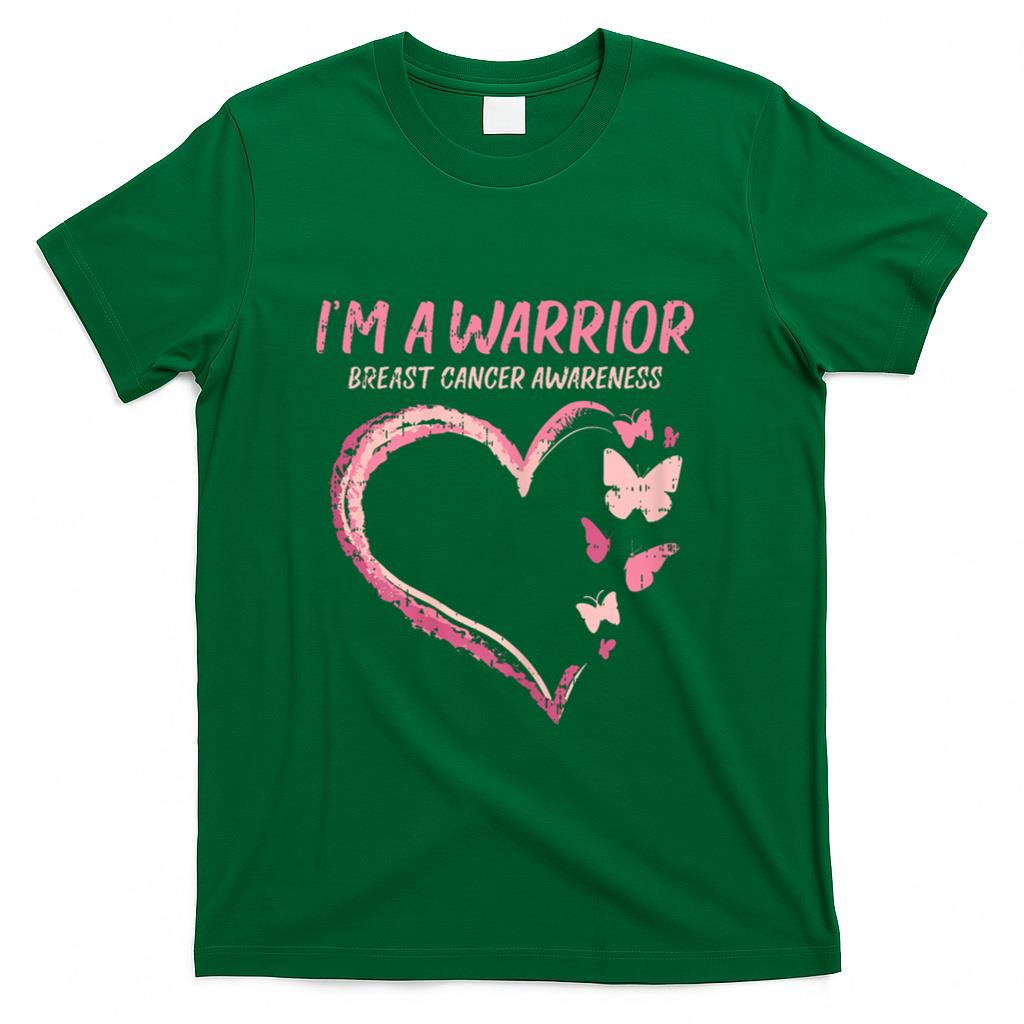 Warrior Heart Butterfly Breast Cancer Awareness Women Gift T-Shirt