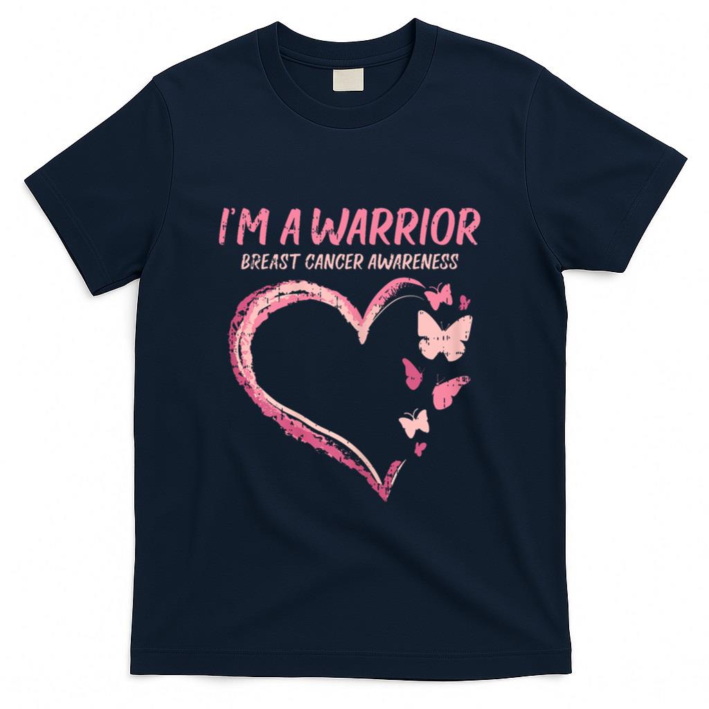 Warrior Heart Butterfly Breast Cancer Awareness Women Gift T-Shirt
