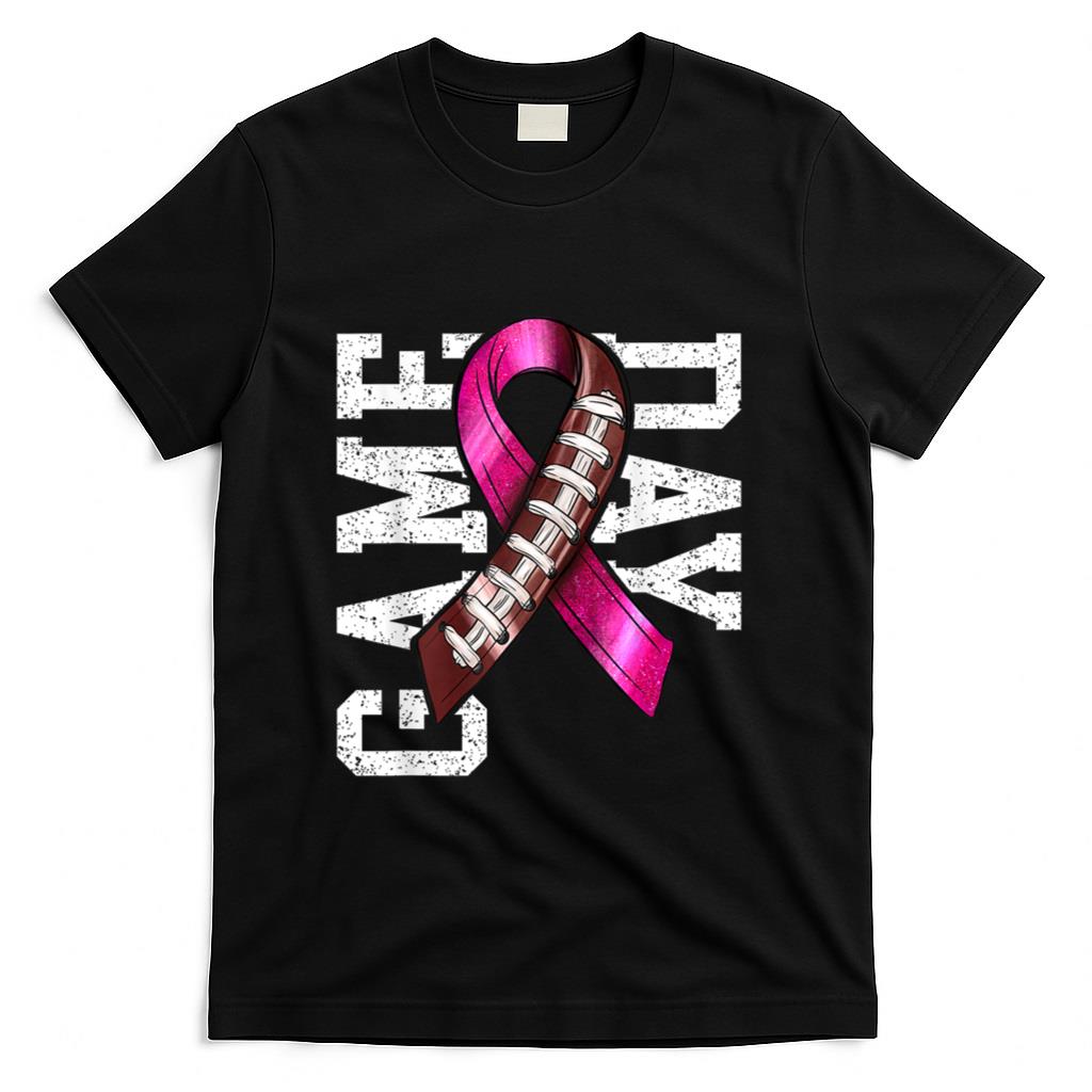 Game Day - Breast Cancer Awareness Pink Football Ribbon T-Shirt
