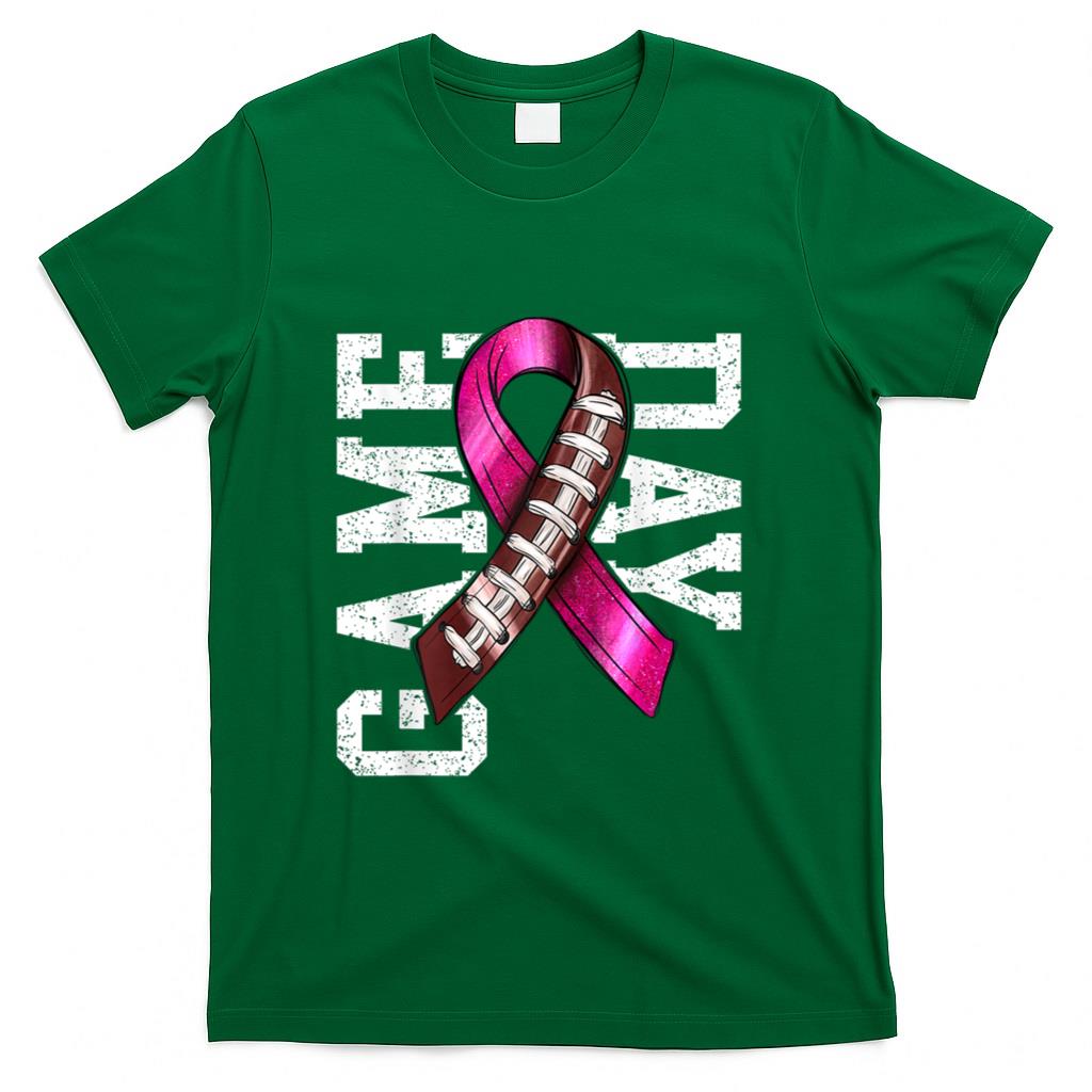 Game Day - Breast Cancer Awareness Pink Football Ribbon T-Shirt