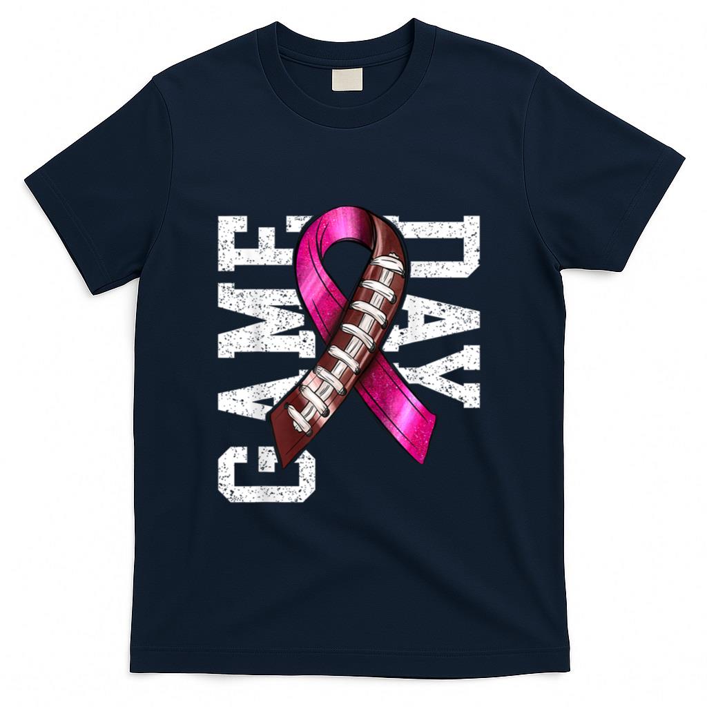 Game Day - Breast Cancer Awareness Pink Football Ribbon T-Shirt