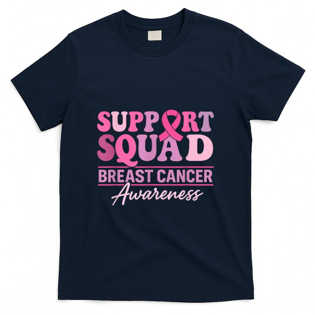 Support Groovy Squad Pink Ribbon Breast Cancer Awareness T-Shirt