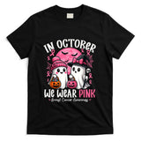 in October We Wear Pink Ghost Witch Breast Cancer Awareness T-Shirt_4