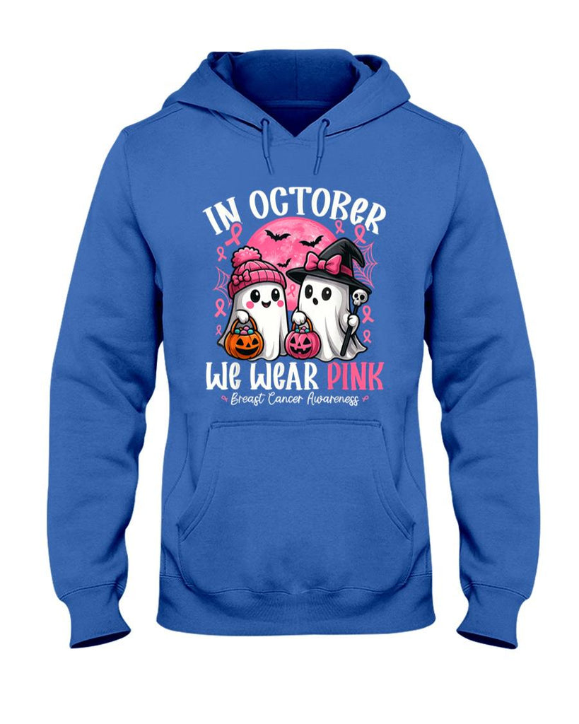 in October We Wear Pink Ghost Witch Breast Cancer Awareness T-Shirt_4