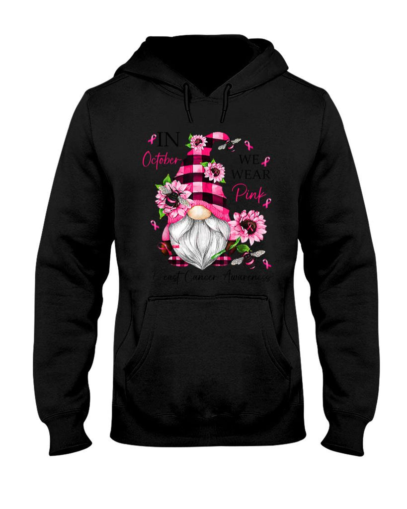 In October We Wear Pink Gnome Breast Cancer Awareness T-Shirt