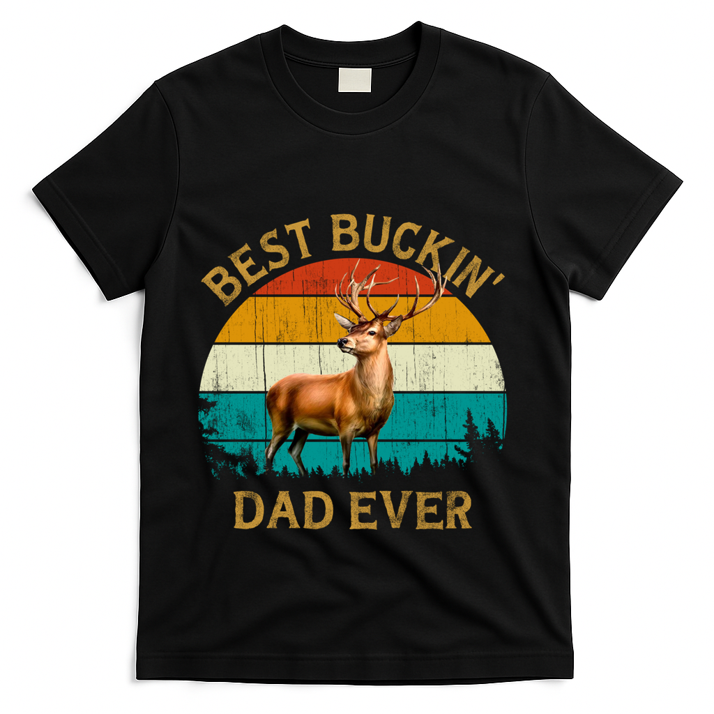 Vintage Retro Style Whitetailed Deer Best Buckin Dad Ever Great Gift T-Shirt
