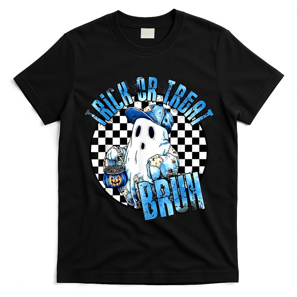 Bruh Ghost Halloween Cute Ghost Trick Or Treat Boys Kids T-Shirt