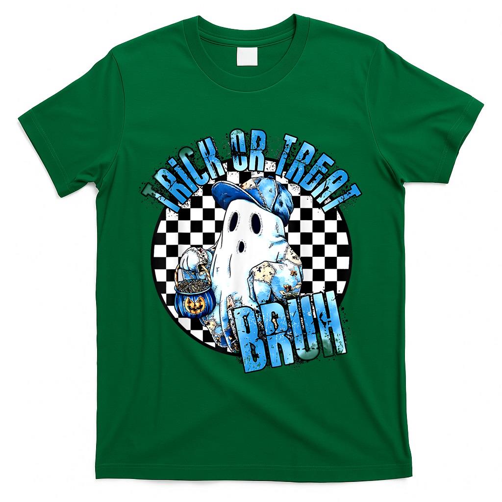 Bruh Ghost Halloween Cute Ghost Trick Or Treat Boys Kids T-Shirt