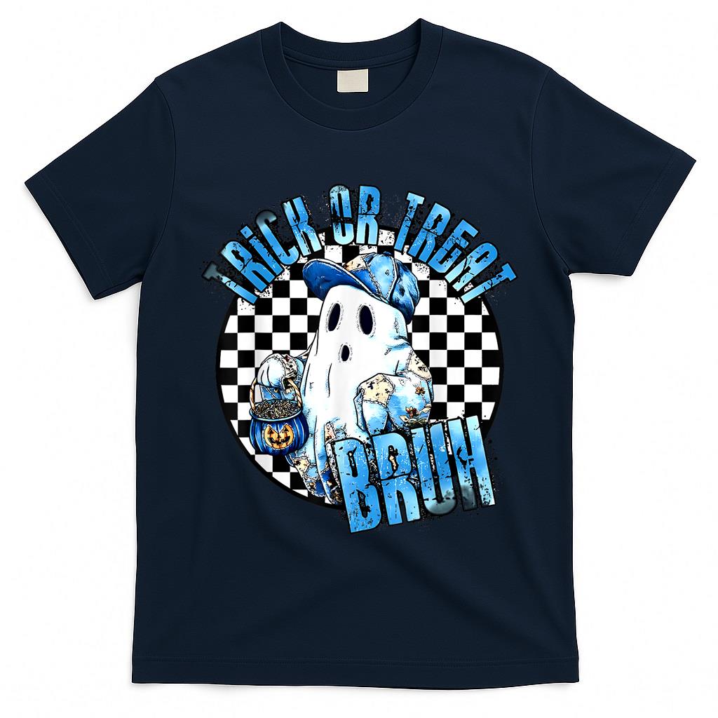 Bruh Ghost Halloween Cute Ghost Trick Or Treat Boys Kids T-Shirt
