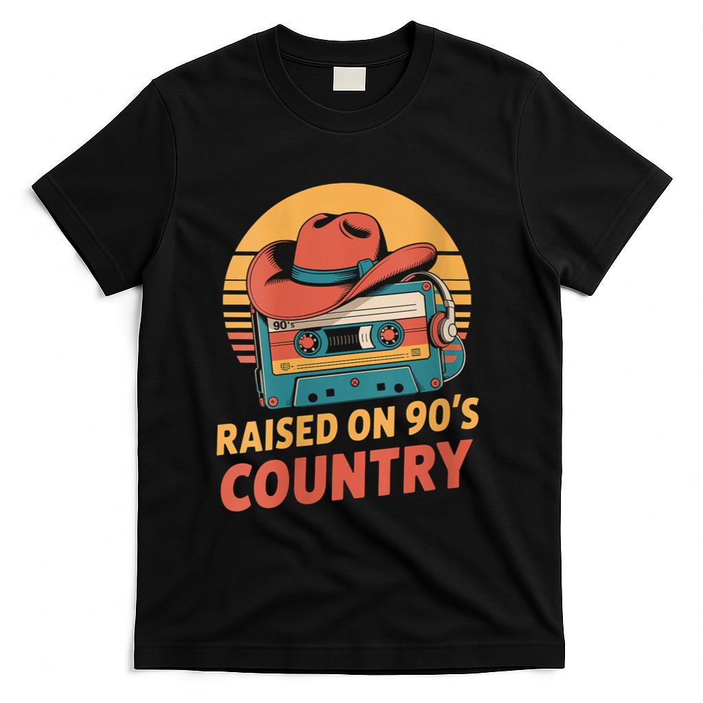 Retro Nostalgia - Womens Raised On 90s Country Vintage Music Nostalgia Retro Cassette T-Shirt