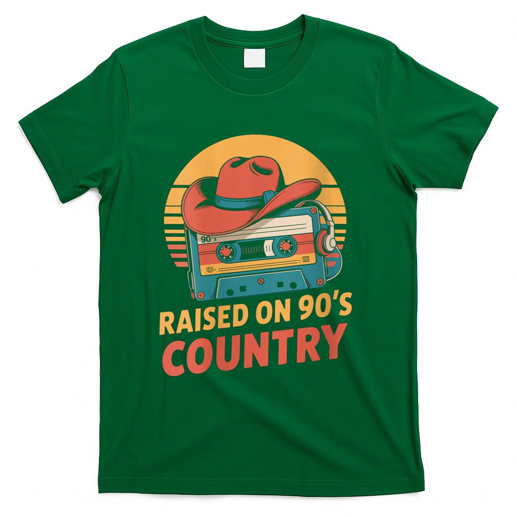 Retro Nostalgia - Womens Raised On 90s Country Vintage Music Nostalgia Retro Cassette T-Shirt