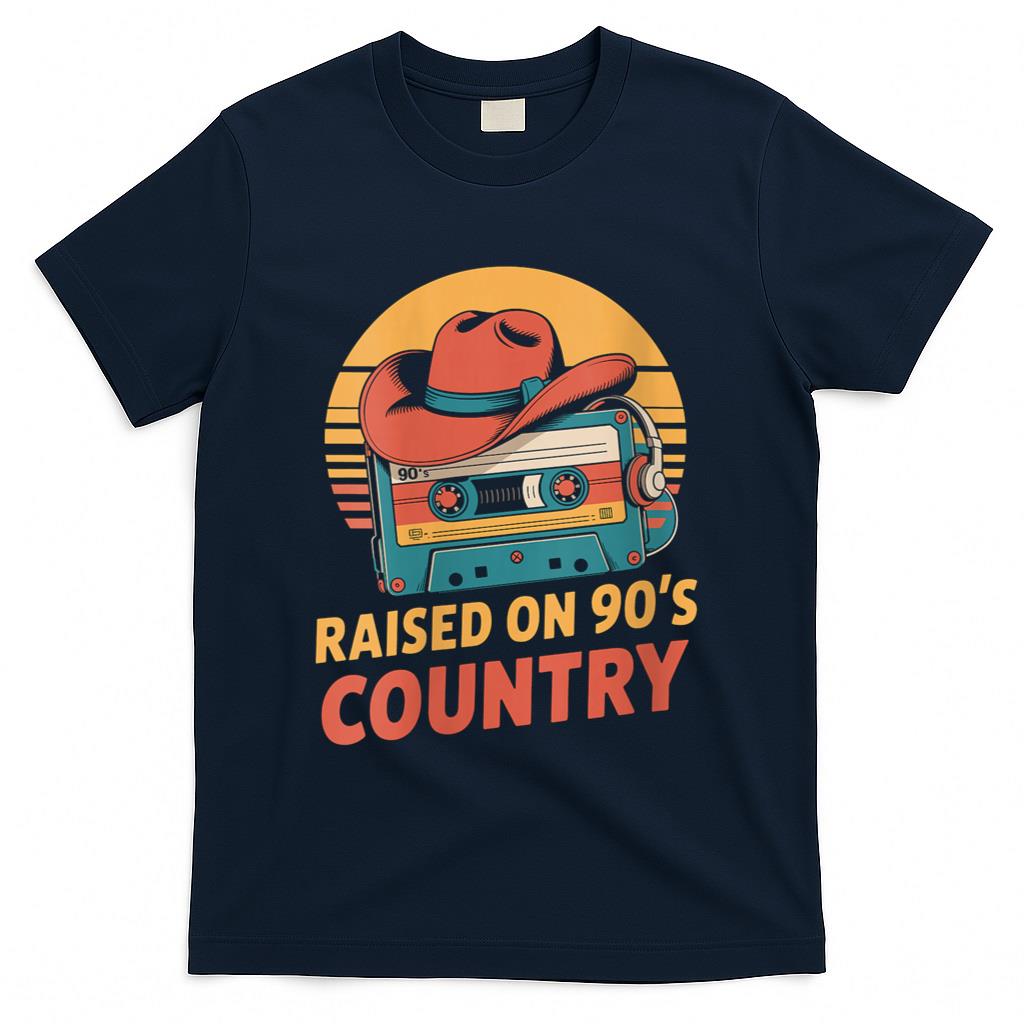 Retro Nostalgia - Womens Raised On 90s Country Vintage Music Nostalgia Retro Cassette T-Shirt