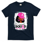 Support Squad Black Women Pink Hat Breast Cancer Awareness T-Shirt