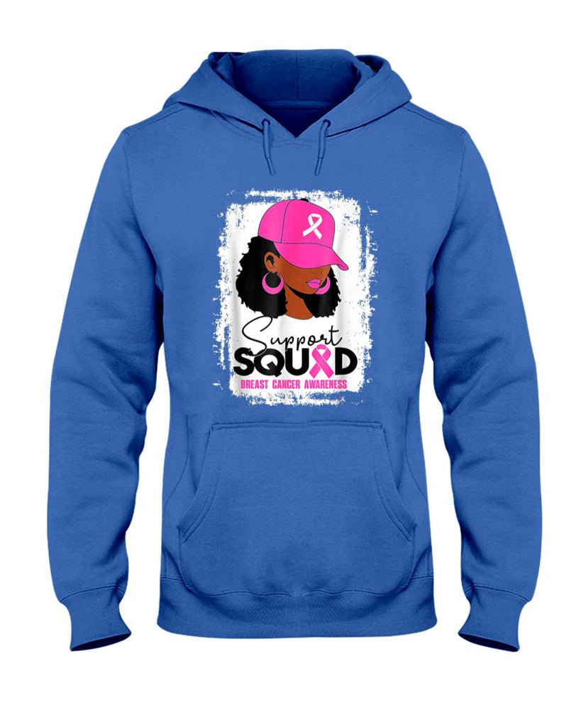 Support Squad Black Women Pink Hat Breast Cancer Awareness T-Shirt