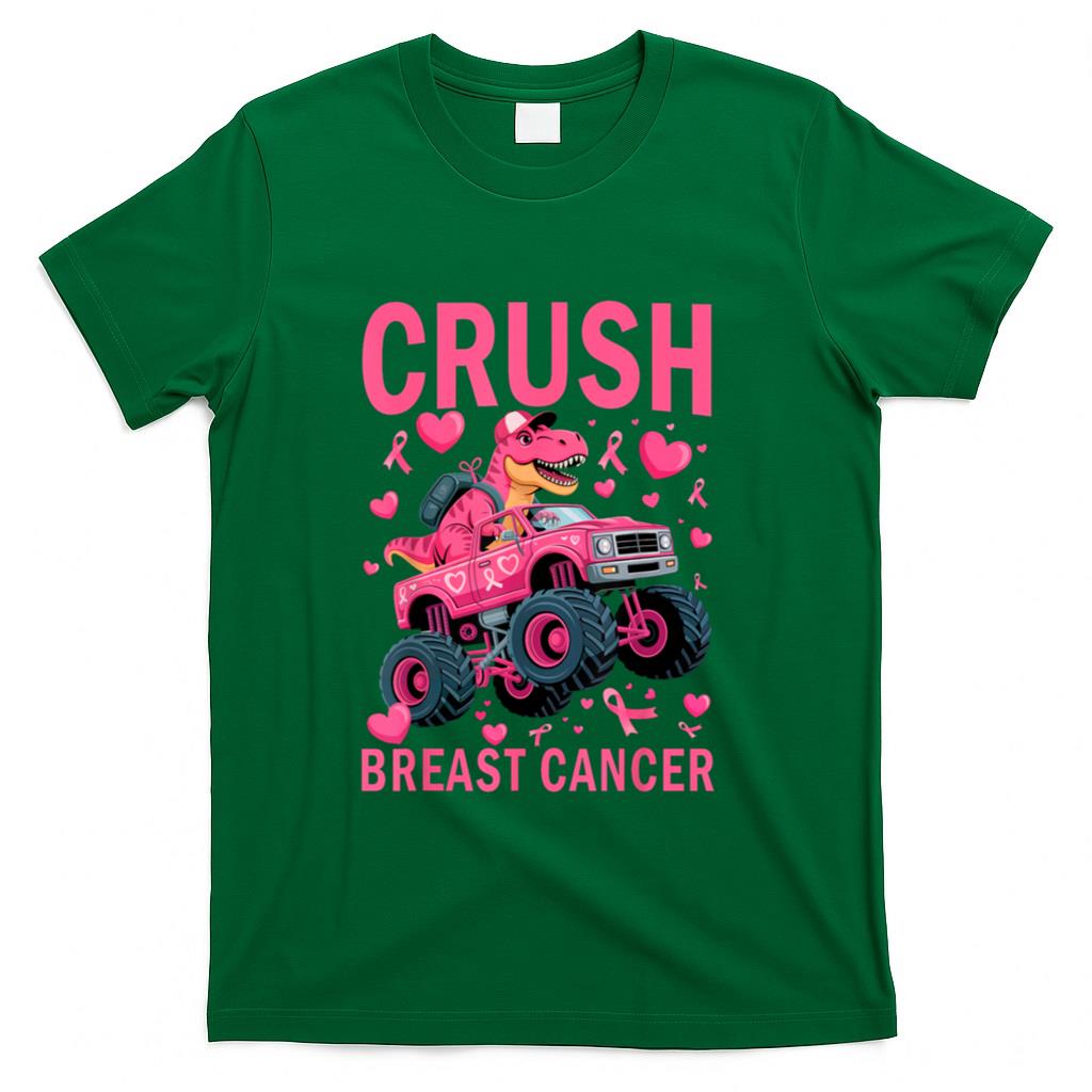 Crush Breast Cancer Awareness Pink Monster Truck Boys Kids T-Shirt