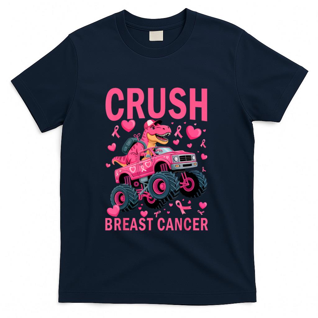 Crush Breast Cancer Awareness Pink Monster Truck Boys Kids T-Shirt