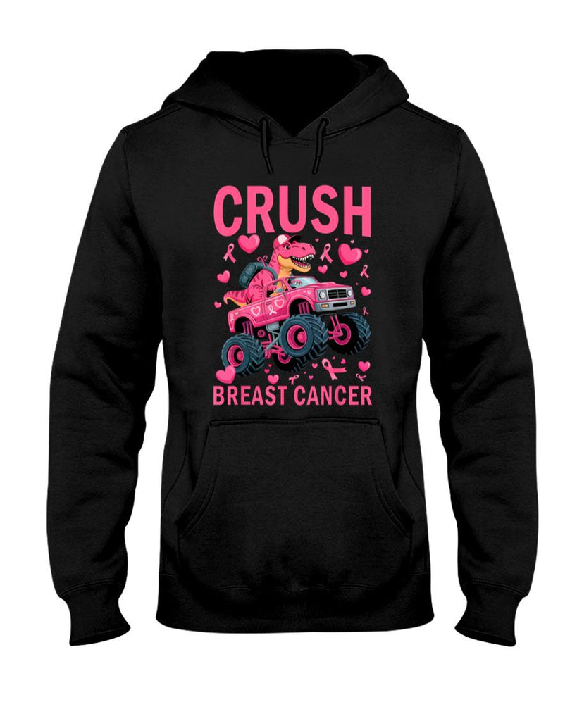 Crush Breast Cancer Awareness Pink Monster Truck Boys Kids T-Shirt