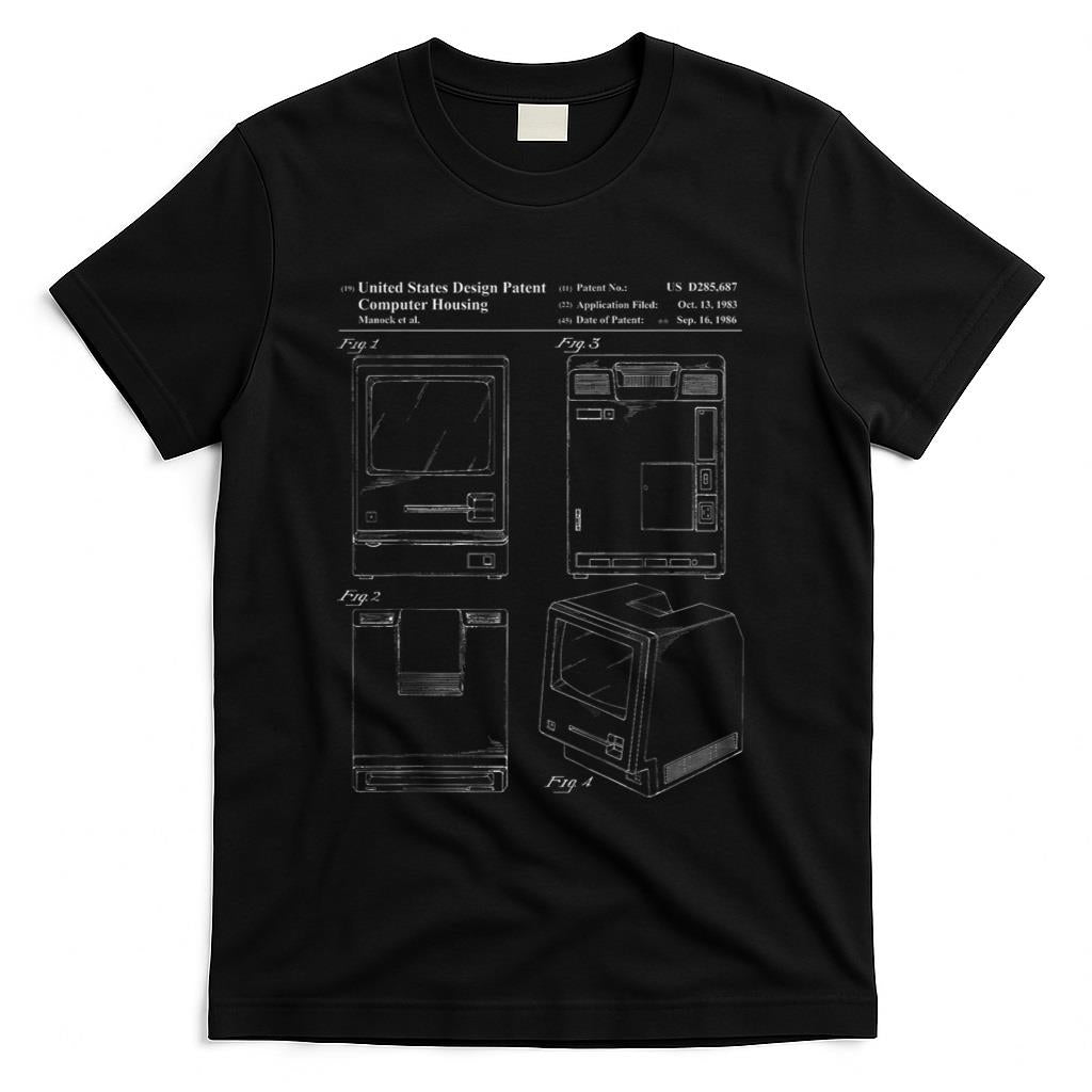 Retro Nostalgia - Tech Nerd Gift - Retro Personal Computer Patent Drawing T-Shirt