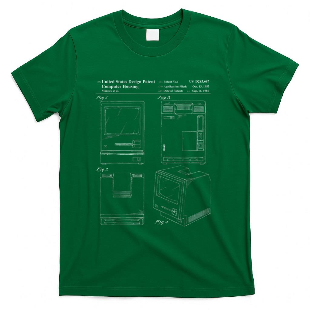 Retro Nostalgia - Tech Nerd Gift - Retro Personal Computer Patent Drawing T-Shirt