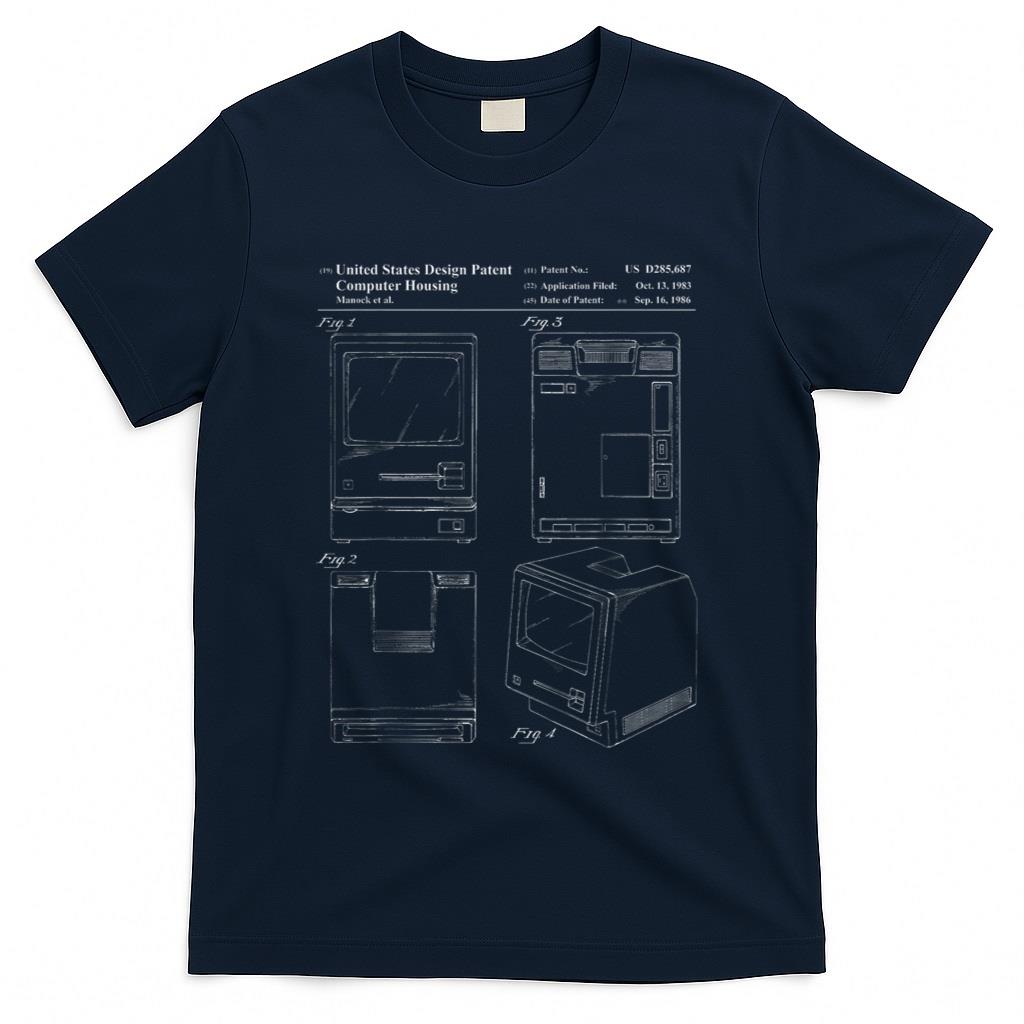 Retro Nostalgia - Tech Nerd Gift - Retro Personal Computer Patent Drawing T-Shirt