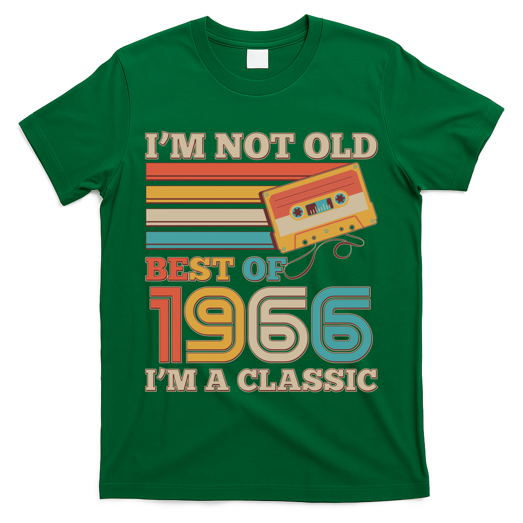 60th 1966 Birthday Retro I'm Not Old I'm A Classic Best Of Cassette Tape  T-Shirt