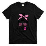 Breast Cancer Awareness Shirt Women Support Squad Messy Bun T-Shirt